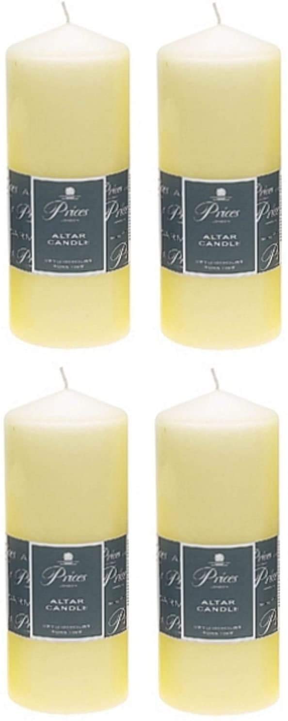2 x 4 x Ivory Altar Candle 200mm X 80mm 100 Hours Burn Time