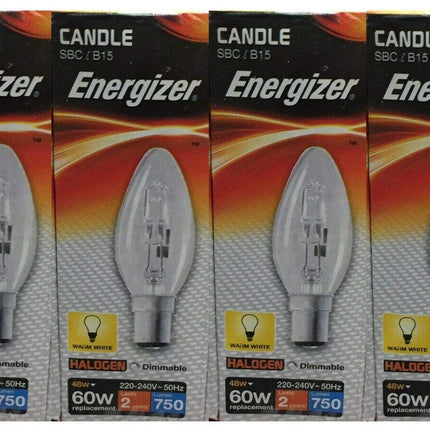 x10 42w = 60W B15, SBC Candle Dimmable Halogen Energy Saver 42w = 60w Light Bulbs 220-240v - Eveready S5419