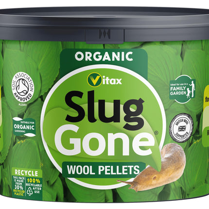 Vitax Slug Gone Wool Pellets, Natural, Organic Barrier To Protect Borders, Pots & Containers From Slugs And Snails, Long Lasting - 10L