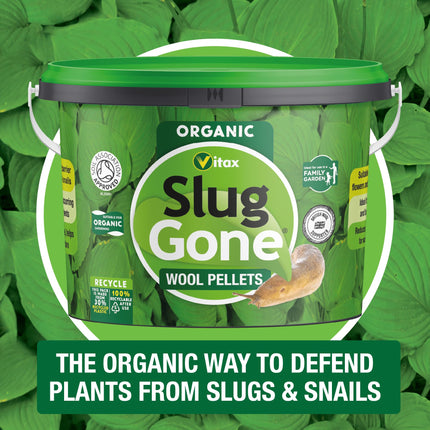Vitax Slug Gone Wool Pellets, Natural, Organic Barrier To Protect Borders, Pots & Containers From Slugs And Snails, Long Lasting - 10L