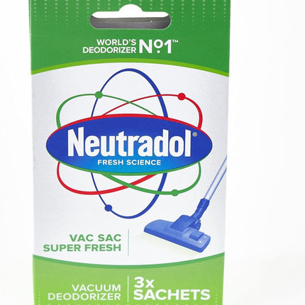 Neutradol Vac Sac Deodorizer Super Fresh for vacuum cleaner (pack with 3 Sachets) Free Fast Delivery
