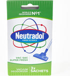 Neutradol Vac Sac Deodorizer Super Fresh for vacuum cleaner (pack with 3 Sachets) Free Fast Delivery