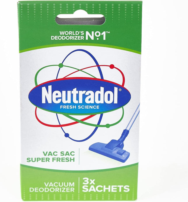 Neutradol Vac Sac Deodorizer Super Fresh for vacuum cleaner (pack with 3 Sachets) Free Fast Delivery