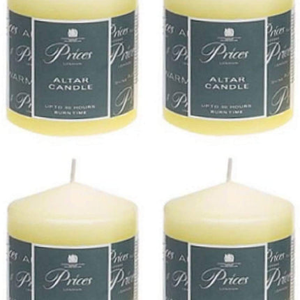 3 x 4 x Ivory Altar Candle 100mm X 80mm 50 Hours Burn Time