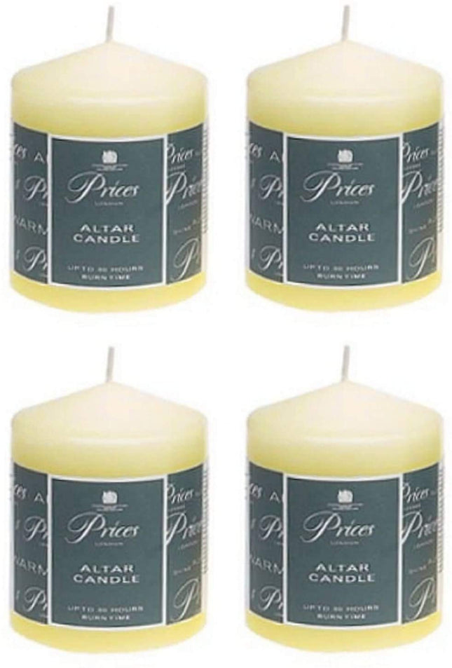 3 x 4 x Ivory Altar Candle 100mm X 80mm 50 Hours Burn Time
