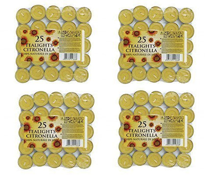 Prices Citronella Tealight Candles Mosquito Fly Insect Repeller Pack Of 100 by Price's Candles