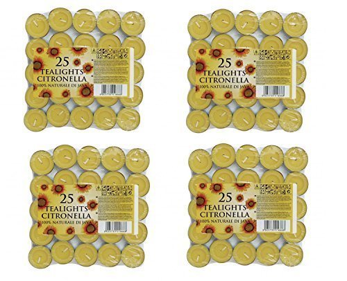 Prices Citronella Tealight Candles Mosquito Fly Insect Repeller Pack Of 100 by Price's Candles