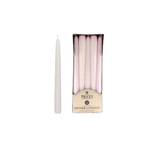 Price's Candles - White Dinner Candles - 10 Pack - Unscented - Slow Burning Candles - Multi-Purpose - Smokeless Candles