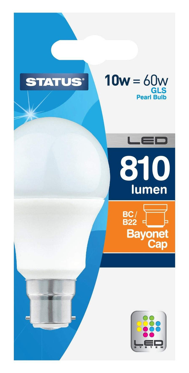Status 10SLGBCP1PKB8 B22 10 W LED Light Bulbs, Warm White