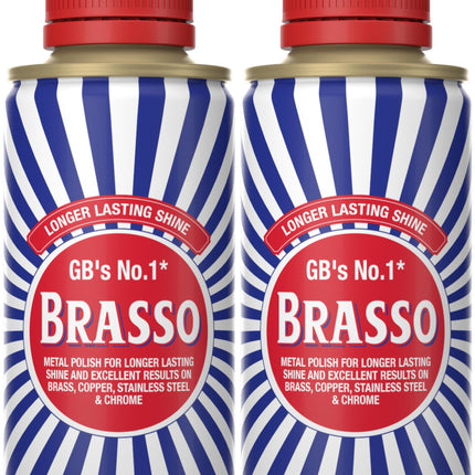 Brasso Metal Polish (Pack of 2) - 175ml Each, Long-Lasting Shine for Brass, Copper, Stainless Steel, and Chrome