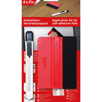 d-c-fix vinyl wrap tool kit - squeegee & cutter - application for sticky back plastic, window film, car wrapping, peel and stick wallpaper