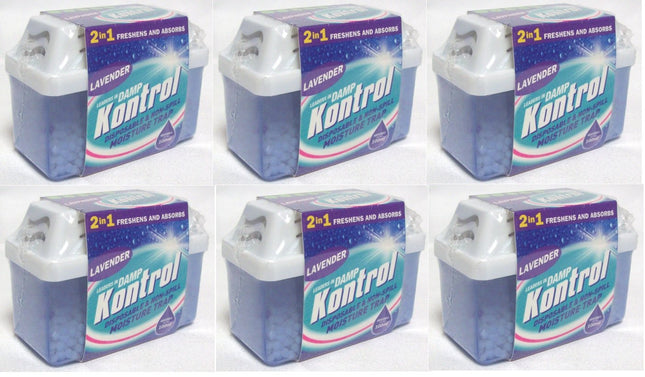 6 x Kontrol Mini Moisture Trap - Freshens Air and Absorbs Damp lavender Scent