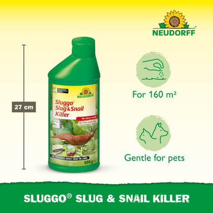 Neudorff Sluggo Slug & Snail Killer Pellets, 800g Bottle - Organic Slug Pellets for Garden, Slug Repellent, Slug Killer, Slug and Snail Repellent, Slug Trap, Pet Friendly Slug Pellets, Snail Killer