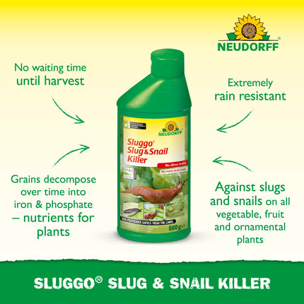 Neudorff Sluggo Slug & Snail Killer Pellets, 800g Bottle - Organic Slug Pellets for Garden, Slug Repellent, Slug Killer, Slug and Snail Repellent, Slug Trap, Pet Friendly Slug Pellets, Snail Killer
