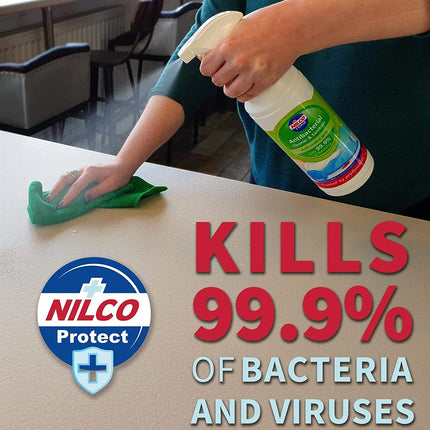 Nilco Antibacterial Cleaner and Sanitiser 1 Litre Multi-Surface Spray x 2 Bottles