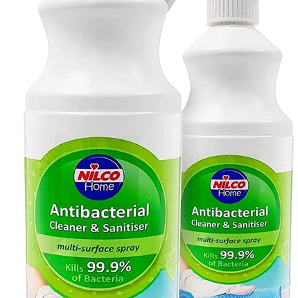 Nilco Antibacterial Cleaner and Sanitiser 1 Litre Multi-Surface Spray x 2 Bottles