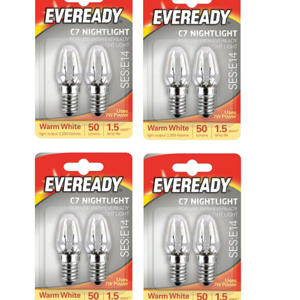 8 E14 Replacement Night Light Bulbs 7W E14 Screw Cap Small Edison Warm White