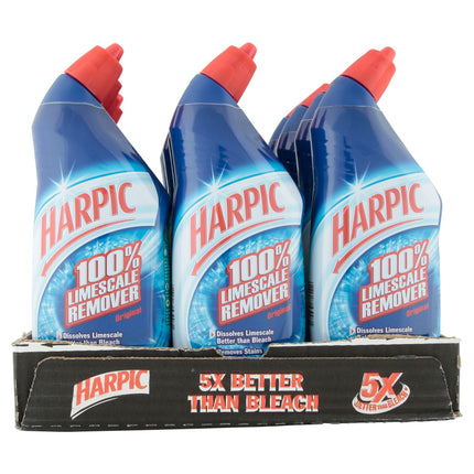 Harpic 100% Limescale Remover Toilet Cleaner Gel Original - Pack of 12 (750ml Each)