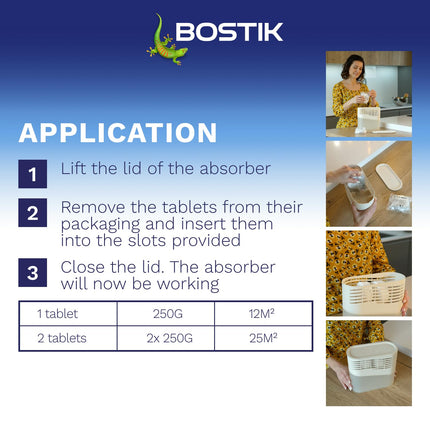 Bostik Breathe Dehumidifier Refill Tablets Pack of 4 - Cover Areas Up to 25m2 - Dye-Free and Fragrance Free - For Use Around The Home and in Caravans and Motorhomes - Last up to 4 Months