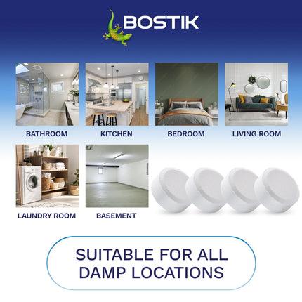 Bostik Breathe Dehumidifier Refill Tablets Pack of 4 - Cover Areas Up to 25m2 - Dye-Free and Fragrance Free - For Use Around The Home and in Caravans and Motorhomes - Last up to 4 Months