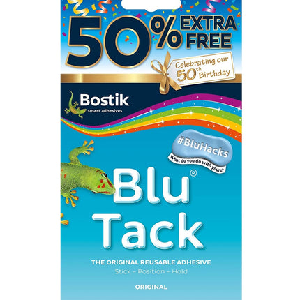 Bostik Blu Tack Blue Re-usable Mastic Putty Handy Size 50% Extra Free 30615681