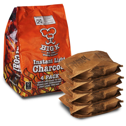 Big K Instant Light The Bag BBQ Charcoal for Stoves BBQs Burner - Comes Anti-Bacterial Pen 16KG (X16, 1KG bags)