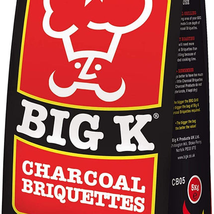 Big K 20kg Real Charcoal Briquettes for BBQ Barbecues and Restaurants