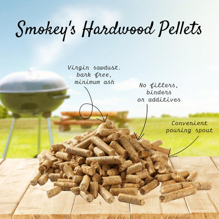 TOPLINE Big K Smokey's Premium Hardwood Pellets - 9 kg Box of 100% Natural Classic Blend Cherry, Maple & Hickory BBQ Wood Smoking Pellets with Card for Woodfire Grills, Smokers & Pizza Ovens., Brown