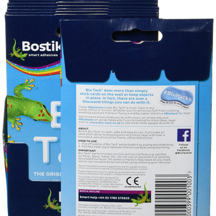 Bostik 24552 Blu-tack Mastic Adhesive Non-toxic Handy Pack Ref 801103 [Pack of 12], Blue