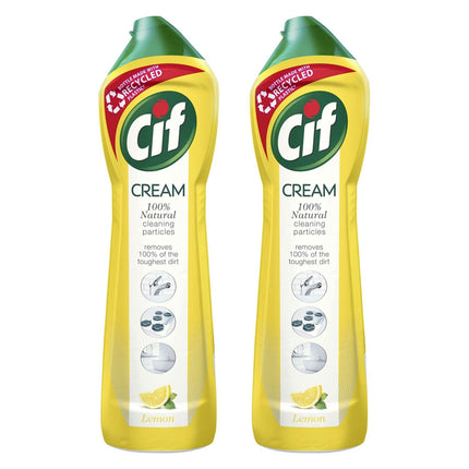 2 x 500ml Lemon Fragrance Cream All Purpose Cleaner Bathroom Kitchen Sink Tiles