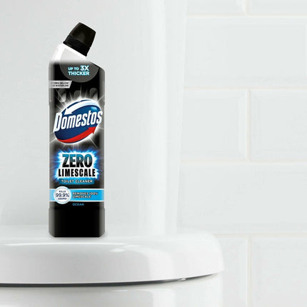 Domestos Zero Limescale Ocean Antibact Toilet Gel, 3 Packs of 750ml, Removes Dirt and Gives Zero LimeScale! Grab it Now to Keep Your Toilet Clean and Fresh!