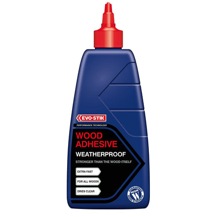 EVO-STIK Wood Adhesive Exterior, Weatherproof, Extra Strong, Fast Setting, Suitable For All Wood Types, Dries Clear, 500ml