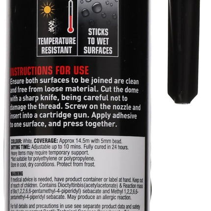 EVO-STIK Strong Stuff Waterproof Adhesive White - Superior Strength - Instang Grab - Interior and Exterior - Can be used underwater