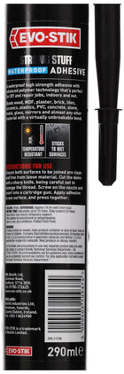 EVO-STIK Strong Stuff Waterproof Adhesive White - Superior Strength - Instang Grab - Interior and Exterior - Can be used underwater