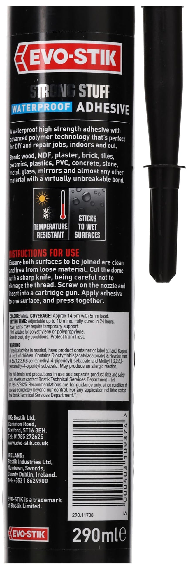 EVO-STIK Strong Stuff Waterproof Adhesive White - Superior Strength - Instang Grab - Interior and Exterior - Can be used underwater