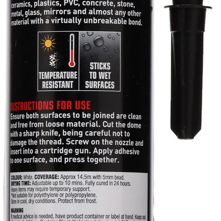 EVO-STIK Strong Stuff Waterproof Adhesive White - Superior Strength - Instang Grab - Interior and Exterior - Can be used underwater