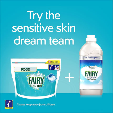 Fairy Non-Bio PODS, Washing Liquid Laundry Detergent Tablets / Capsules, 135 Washes (45 x 3), Huggably Soft for Sensitive Skin