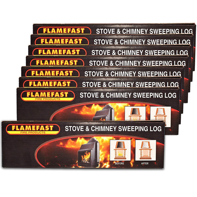 Flamefast Stove & Chimney Sweeping Log Helps to Remove Creosote, Soot and Tar Deposits (8 x Logs)