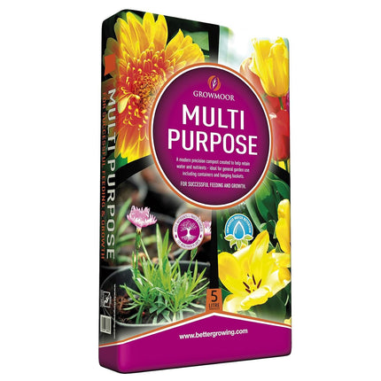 GROWMOOR 5 Litre Multi Purpose Compost Bag with Added Nutrients (1 Bag)