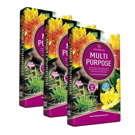 VTL® 3 x 40L Growmoor Plant Care Compost Basket Soil Pot Garden Borders Multi Purpose