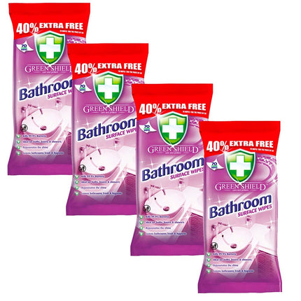 Green Shield Bathroom Surface Wipes 4 Packs = 280 Wipes - Cleans Baths Sinks & Showers and Other Home Surfaces- Home Cleaning