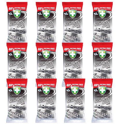 Green Shield Stainless Steel Wipes 12 Packs of 70 = 840 Wipes Cuts Through Kitchen Grease, Removing Stains for Kitchen Appliances