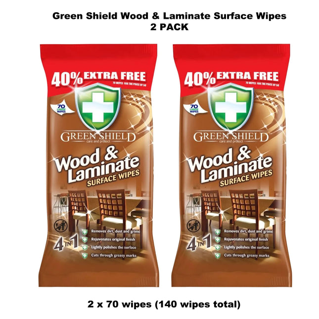 Green Shield 2 x Wood & Laminate 100 Wipes