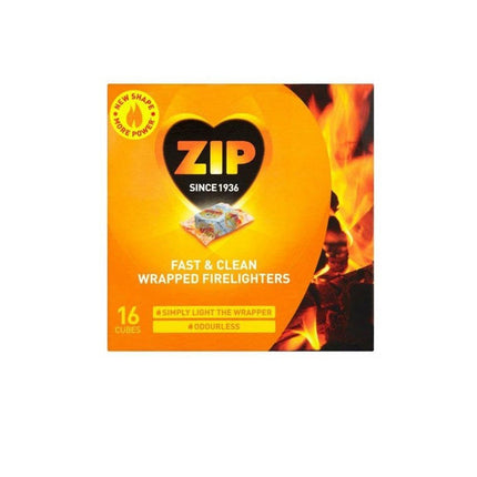 12 X ZIP Odourless Fast & Clean Wrapped Firelighters 16 per Pack