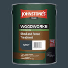 GREY - 5ltr Johnstones Shed and Fence Paint Treatment - 3 Year Colour Retention - UV & Water Resistant - GREY - Free 4