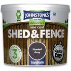 Johnstones 9L Shaded Grey Woodcare One Coat Shed Fence Paint Garden Protection