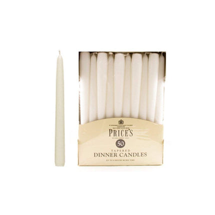 Price's Candles Unwrapped Tapered Dinner Candle, Pack of 50, White (2)