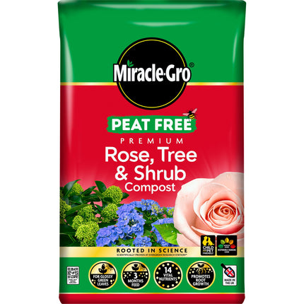 Miracle-Gro PEAT FREE Premium Rose, Tree & Shrub Compost, 40 Litres