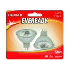 Eveready ECO Halogen 40W (50W Equivalent) MR16 Cap Light Bulb, Pack of 2, GU5.3, 50 W