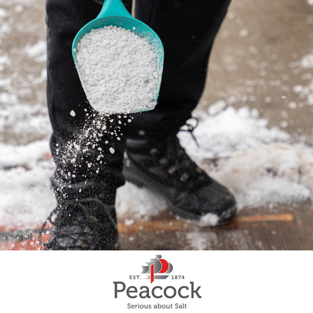 Peacock Salt 25KG Bag White De-Icing Rock Salt for Weeds Keeping Roads Paths and Driveways Clear of Ice and Snow Cleaner than Grit